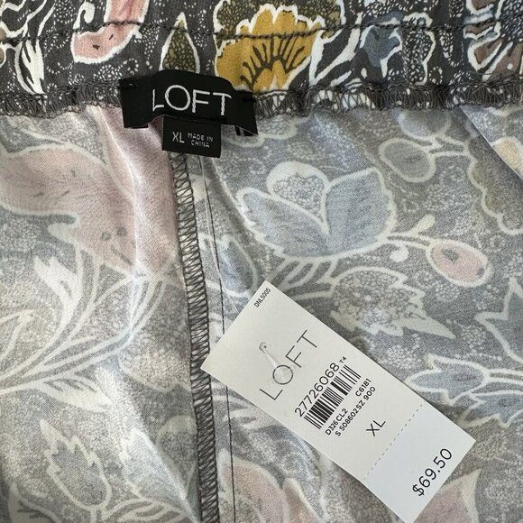 Loft Pull on Pants Size XL Floral Straigth Leg Pockets - Picture 5 of 11